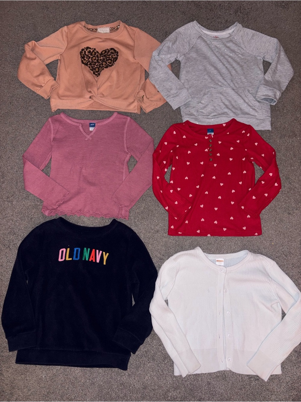 Girls Size 5 Fall Long Sleeve Clothing Lot 6 Piece Bundle Old Navy, Cat & Jack